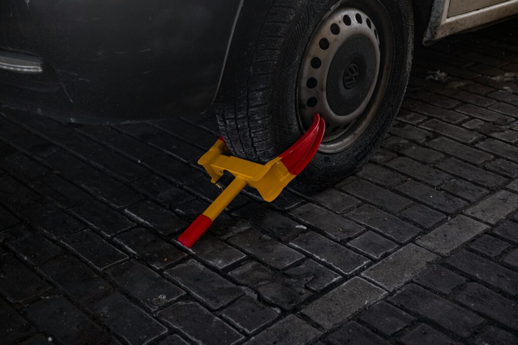 A clamped wheel.