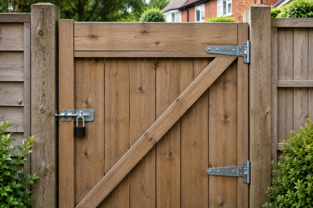 A locked back gate.